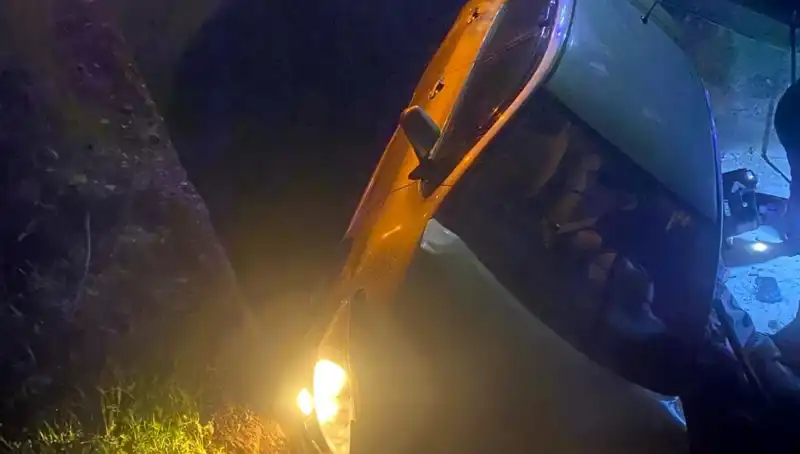 Adana'da Şarampole Devrilen Otomobil Kazası: İki Yaralı