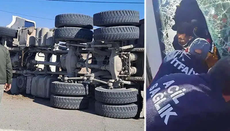 Virajı Alamayan Kamyonun Dehşet Verici Kaza Anı Görüntülendi